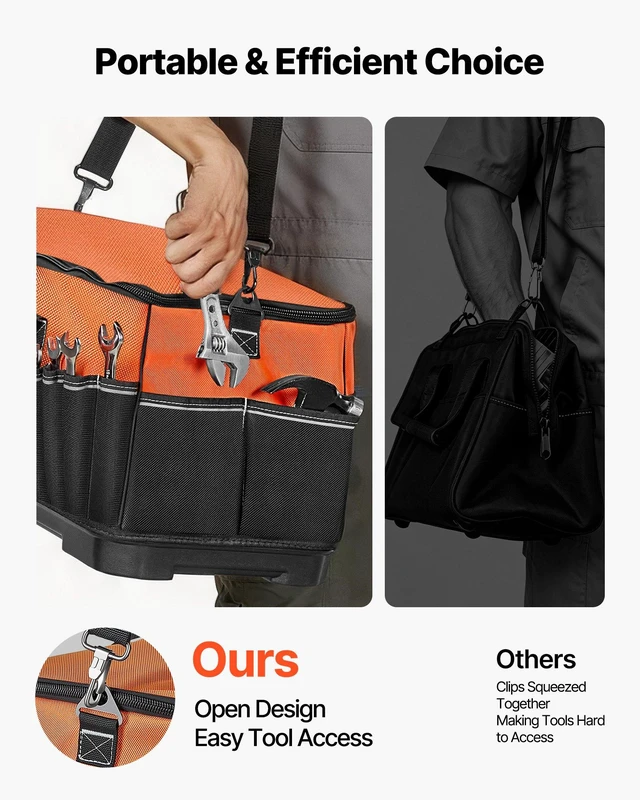 Alt view image 7 of 8 - VEVOR Tool Bag, 19.1 Inch, 33-Pocket Portable Large Tool Box Organizer Storage, Toolbox with Water-Resistant Base, Zipper, Adjustable Shoulder Strap Toolbag, for Men Women Dad Husband Fathers Day