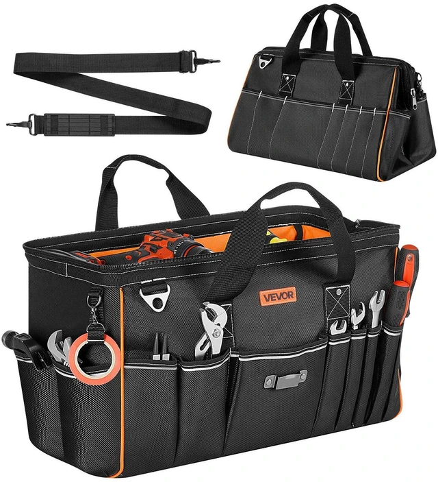 Main image of VEVOR Tool Bag, 20 Inch, 33-Pocket Portable Large Tool Box Organizer Storage, Toolbox with Big Zipper, Adjustable Shoulder Strap, Water-Resistant Carry Toolbag, for Men Women Dad Husband Fathers Day