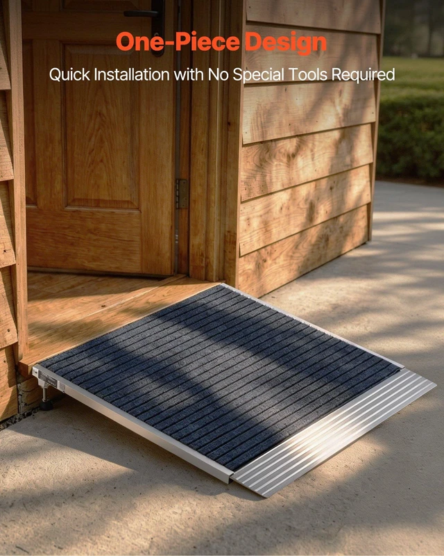 Alt view image 5 of 8 - VEVOR Threshold Ramp for Doorways, 36 x 36 in, Platform Aluminum Wheelchair Ramp with Adjustable Height, Non-Slip Door Threshold Ramps, 700 lbs Load Capacity, for Home Steps, Wheelchairs, Walkers