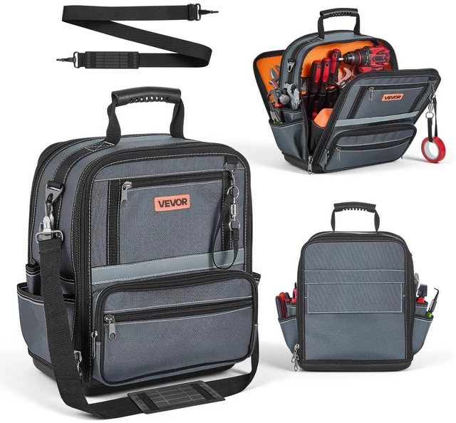 Main image of VEVOR Tool Bag, 13.2 Inch, 34-Pocket Portable Large Tool Box Organizer Storage, Carry Toolbox with Hard Plastic Base, Large Zipper, Adjustable Shoulder Strap, for Men Women Dad Husband Fathers Day