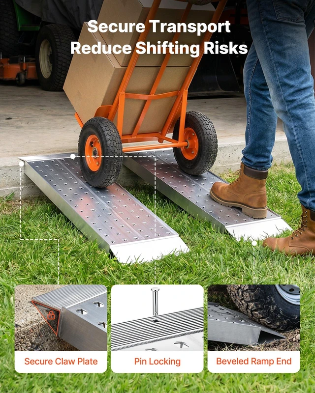 Alt view image 4 of 8 - VEVOR Aluminum Trailer Ramps, 2PCS 39 x 12 in, Heavy-Duty ATV Ramp Set with Anti-Slip Plates, 3000LBS Combined Capacity Loading Ramps for Motorcycles, Lawn Mowers, Farm Tractors, Carts