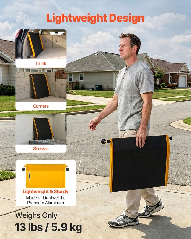 Alt view image 4 of 8 - VEVOR Threshold Ramp for Doorways, 26.4 x 31.9 in, Platform Aluminum Wheelchair Ramp with Adjustable Height, Non-Slip Door Threshold Ramps, 400 lbs Load Capacity, for Home Steps, Wheelchairs, Walkers