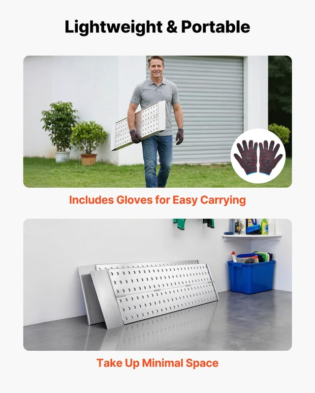 Alt view image 6 of 8 - VEVOR Aluminum Trailer Ramps, 2PCS 55 x 12 in, Heavy-Duty ATV Ramp Set with Anti-Slip Plates, 3000LBS Combined Capacity Loading Ramps for Motorcycles, Lawn Mowers, Farm Tractors, Carts
