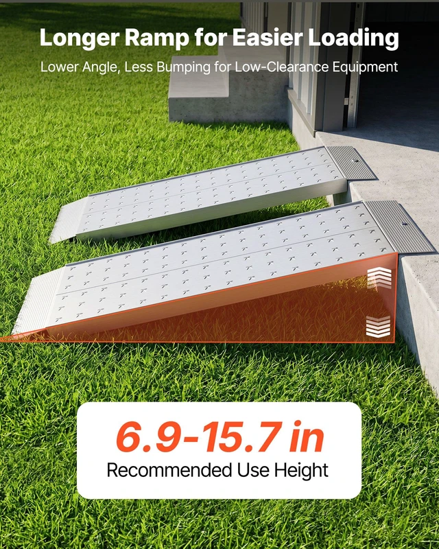 Alt view image 5 of 8 - VEVOR Aluminum Trailer Ramps, 2PCS 55 x 12 in, Heavy-Duty ATV Ramp Set with Anti-Slip Plates, 3000LBS Combined Capacity Loading Ramps for Motorcycles, Lawn Mowers, Farm Tractors, Carts