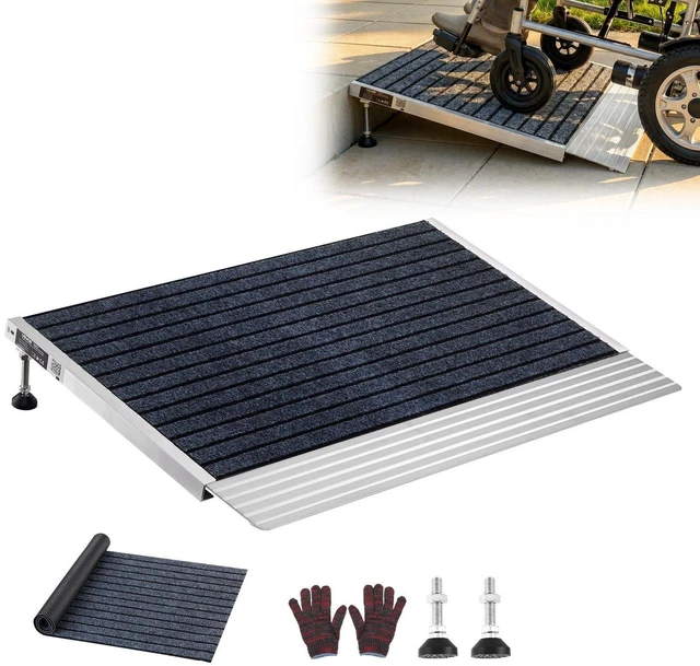 Main image of VEVOR Threshold Ramp for Doorways, 24 x 35.8 in, Platform Aluminum Wheelchair Ramp with Adjustable Height, Non-Slip Door Threshold Ramps, 800 lbs Load Capacity, for Home Steps, Wheelchairs, Walkers