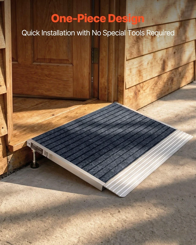 Alt view image 5 of 8 - VEVOR Threshold Ramp for Doorways, 24 x 35.8 in, Platform Aluminum Wheelchair Ramp with Adjustable Height, Non-Slip Door Threshold Ramps, 800 lbs Load Capacity, for Home Steps, Wheelchairs, Walkers