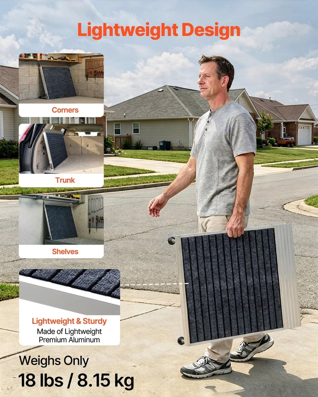 Alt view image 4 of 8 - VEVOR Threshold Ramp for Doorways, 24 x 35.8 in, Platform Aluminum Wheelchair Ramp with Adjustable Height, Non-Slip Door Threshold Ramps, 800 lbs Load Capacity, for Home Steps, Wheelchairs, Walkers