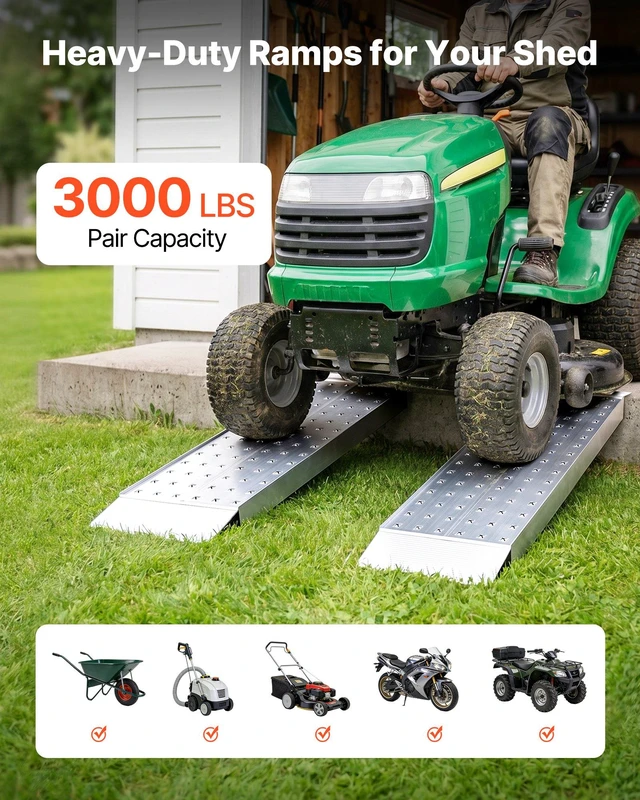 Alt view image 2 of 8 - VEVOR Aluminum Trailer Ramps, 2PCS 39 x 12 in, Heavy-Duty ATV Ramp Set with Anti-Slip Plates, 3000LBS Combined Capacity Loading Ramps for Motorcycles, Lawn Mowers, Farm Tractors, Carts