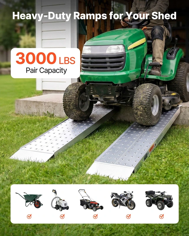 Alt view image 2 of 8 - VEVOR Aluminum Trailer Ramps, 2PCS 55 x 12 in, Heavy-Duty ATV Ramp Set with Anti-Slip Plates, 3000LBS Combined Capacity Loading Ramps for Motorcycles, Lawn Mowers, Farm Tractors, Carts
