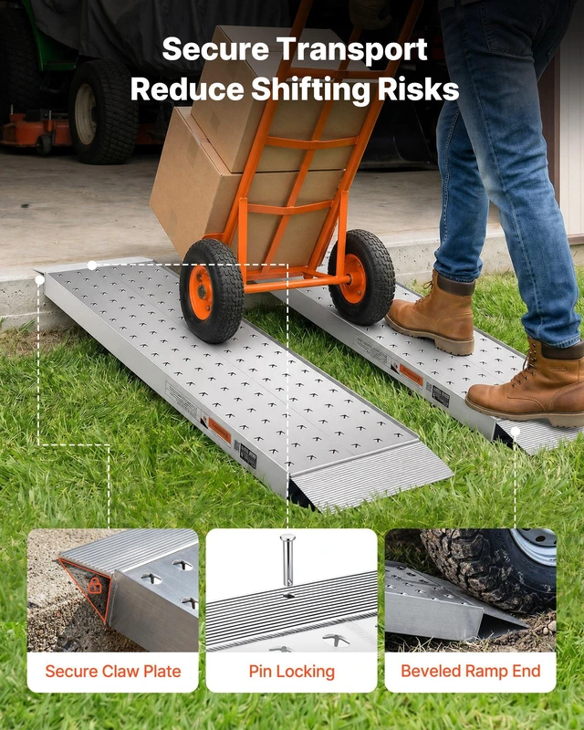 Alt view image 4 of 8 - VEVOR Aluminum Trailer Ramps, 2PCS 55 x 12 in, Heavy-Duty ATV Ramp Set with Anti-Slip Plates, 3000LBS Combined Capacity Loading Ramps for Motorcycles, Lawn Mowers, Farm Tractors, Carts
