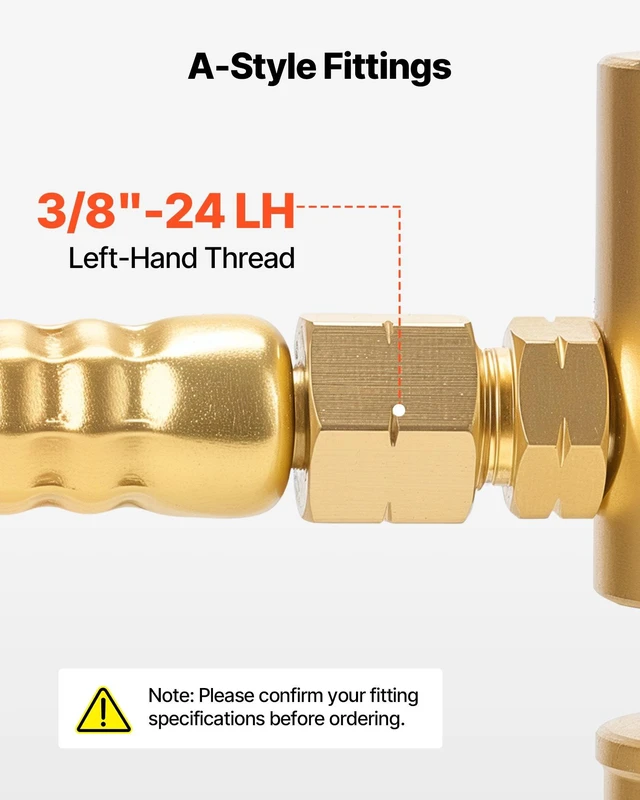 Alt view image 3 of 8 - VEVOR Air Acetylene Torch Hose, 3/16-Inch x 12FT Acetylene Welding Hose with 3/8"-24 LH A-Type Fittings, AH-12 R Grade Welding Torchs Hose Compatible with AR-B/AR-MC Regulators