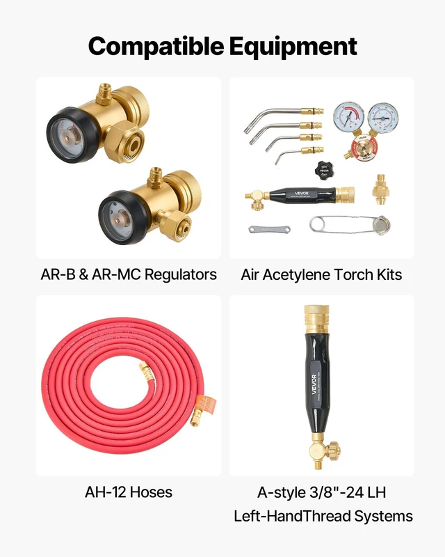 Alt view image 4 of 8 - VEVOR Air Acetylene Torch Hose, 3/16-Inch x 12FT Acetylene Welding Hose with 3/8"-24 LH A-Type Fittings, AH-12 R Grade Welding Torchs Hose Compatible with AR-B/AR-MC Regulators
