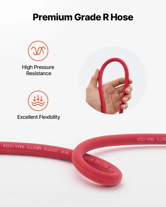 Alt view image 5 of 8 - VEVOR Air Acetylene Torch Hose, 3/16-Inch x 12FT Acetylene Welding Hose with 3/8"-24 LH A-Type Fittings, AH-12 R Grade Welding Torchs Hose Compatible with AR-B/AR-MC Regulators