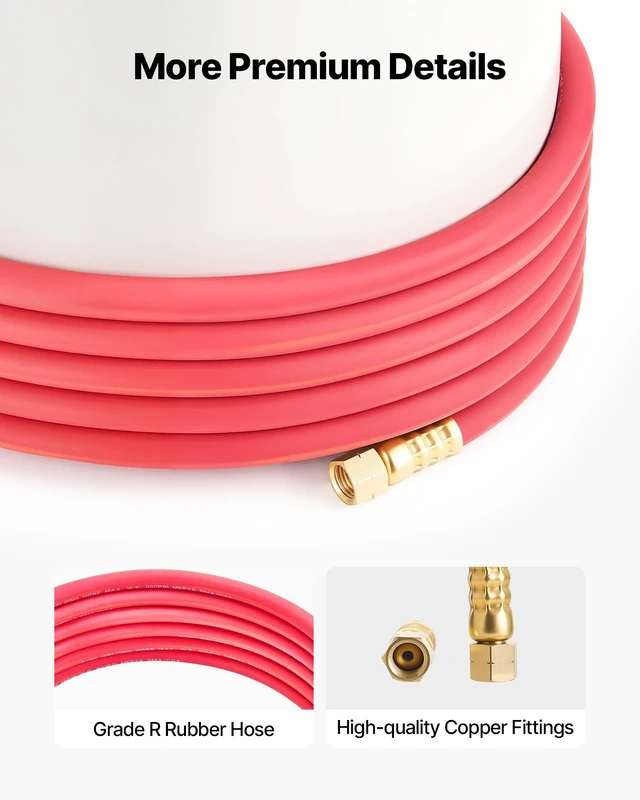 Alt view image 6 of 8 - VEVOR Air Acetylene Torch Hose, 3/16-Inch x 12FT Acetylene Welding Hose with 3/8"-24 LH A-Type Fittings, AH-12 R Grade Welding Torchs Hose Compatible with AR-B/AR-MC Regulators