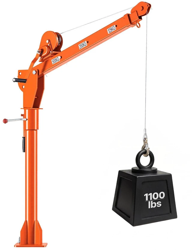 Main image of VEVOR Truck Crane, 1100 lbs Manual Pickup Truck Crane with Hand Winch, 360° Rotating Telescopic Boom, Premium Galvanized Steel, Foldable Pickup Bed Jib for Machine Lumber Attic Heavy Load Lifting