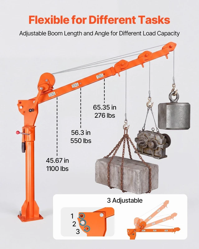 Alt view image 5 of 8 - VEVOR Truck Crane, 1100 lbs Manual Pickup Truck Crane with Hand Winch, 360° Rotating Telescopic Boom, Premium Galvanized Steel, Foldable Pickup Bed Jib for Machine Lumber Attic Heavy Load Lifting
