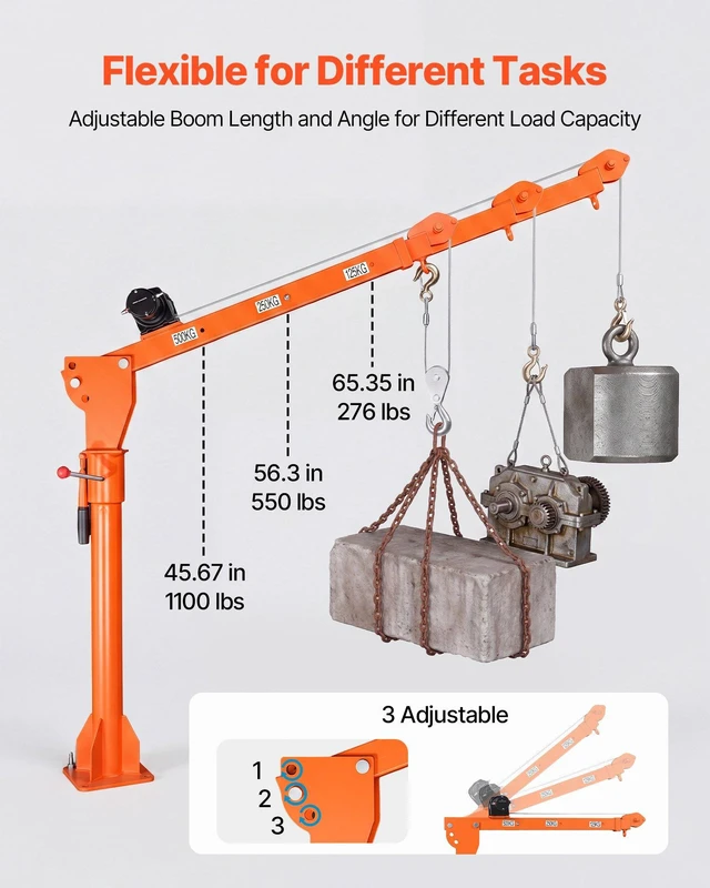 Alt view image 5 of 8 - VEVOR Electric Truck Crane, 1100 lbs Pickup Truck Crane with 12V 3000 lbs Electric Winch, 360° Rotating Telescopic Boom, Premium Galvanized Steel, Foldable Pickup Bed Jib for Machine Lumber Lifting