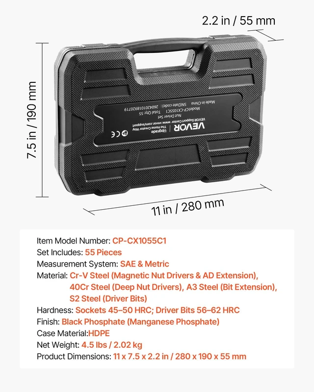Alt view image 7 of 8 - VEVOR Master Magnetic Impact Nut Driver Set 55PCS, Metric & SAE Sizes, with Socket Adapters, Bit Holder, Wing Nut Driver, Pivoting Nutsetter, Quick Release Extension, Power Bits, Storage Box