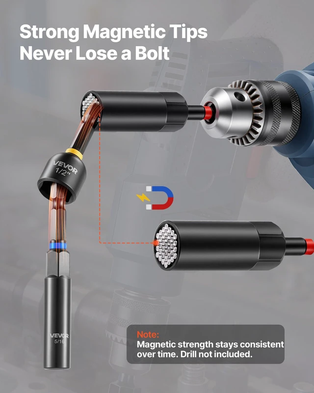 Alt view image 3 of 7 - VEVOR 80-Piece Premium Magnetic Impact Nut Driver Set, Metric & SAE Sizes, with Socket Adapters, Bit Holder, Wing Nut Driver, Universal Sockets, Quick Release Extension, Power Bits, Storage Box