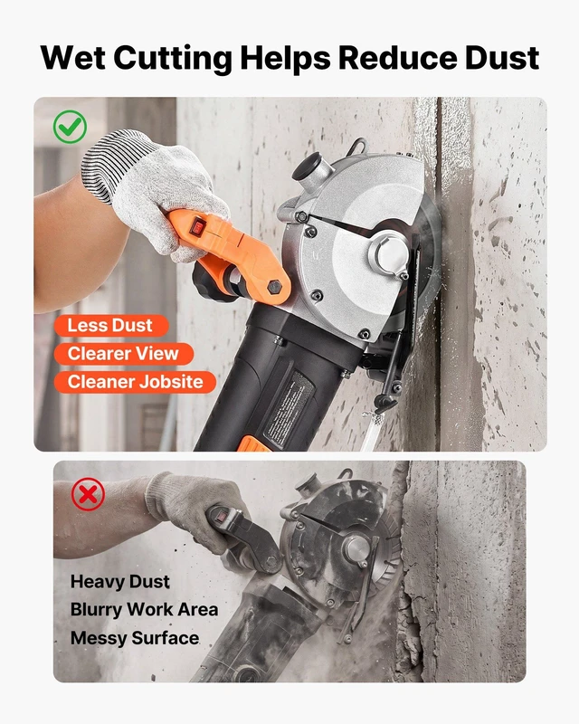 Alt view image 3 of 8 - VEVOR Wall Chaser, 4800W Electric Wall Groove Cutting Machine, 6800 RPM Max Speed, Concrete Slotting Cutter with Guide Line, 5 pcs Blades, Adjustable Handle for Cutting Grooves in Brick, Concrete