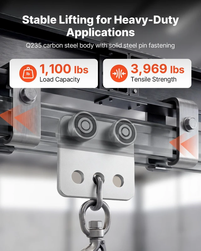 Alt view image 3 of 8 - VEVOR 4 Wheel Trolley Assembly Rollers, 4 Pcs 1100 lbs Load, Dual Bearing Trolley Assembly for 1-5/8" Wide and All 1-5/8" or Taller Strut Channel, Heavy Duty Sliding Track System for Warehouse Garage