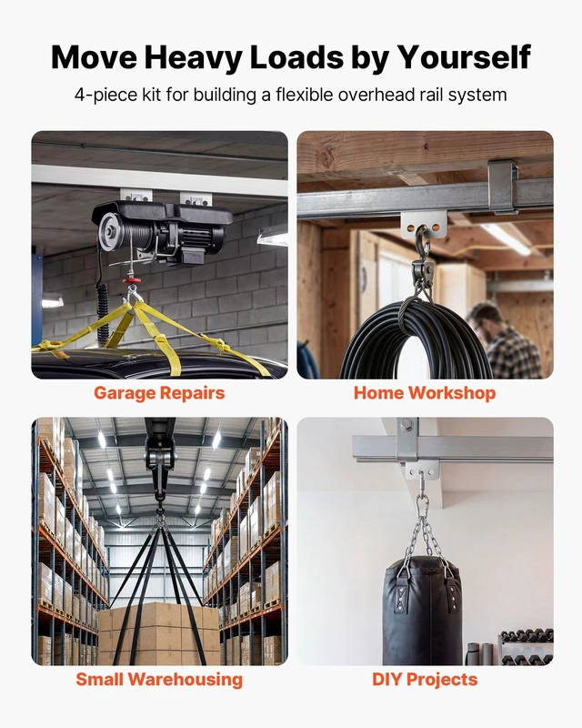 Alt view image 5 of 8 - VEVOR 4 Wheel Trolley Assembly Rollers, 4 Pcs 1100 lbs Load, Dual Bearing Trolley Assembly for 1-5/8" Wide and All 1-5/8" or Taller Strut Channel, Heavy Duty Sliding Track System for Warehouse Garage