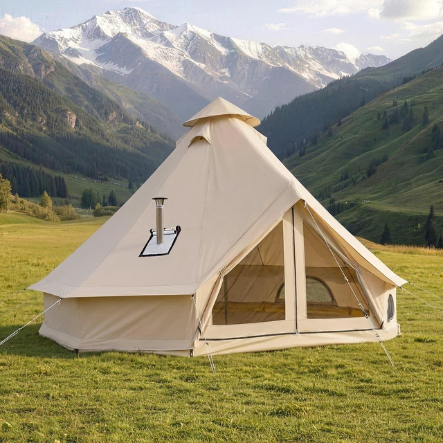 Main image of VEVOR Oxford Bell Tent, 4 Seasons 9.84 ft Yurt Tent for Camping with Stove Jack, Waterproof Breathable Holds up to 3 People with Zipped Detachable Floor, Family Camping Glamping Outdoor Hunting Party