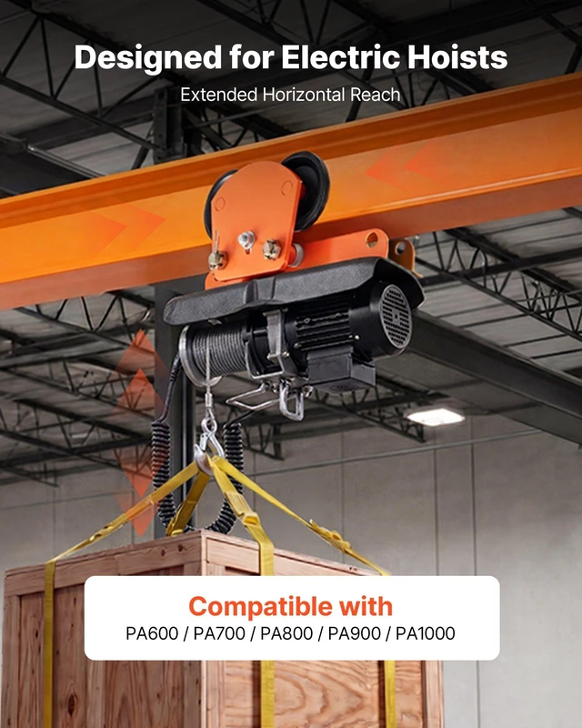 Alt view image 4 of 8 - VEVOR Electric Hoist Manual Trolley, 2200 lbs/1 Ton Load for PA600 PA700 PA800 PA900 PA1000, Push Beam Trolley with Dual Wheels, 2.68"-4.33" Adjustable Beam Flange Width for Straight & Curved I-Beam