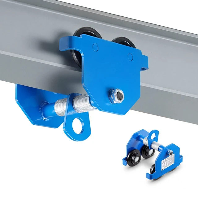 Main image of VEVOR Manual Trolley, 1100 lbs/0.5 Ton Capacity, Push Beam Trolley with Dual Wheels, Adjustable for I-Beam Flange Width 2.1" to 5.5", Heavy Duty Carbon Steel Garage Hoist for Straight & Curved I Beam