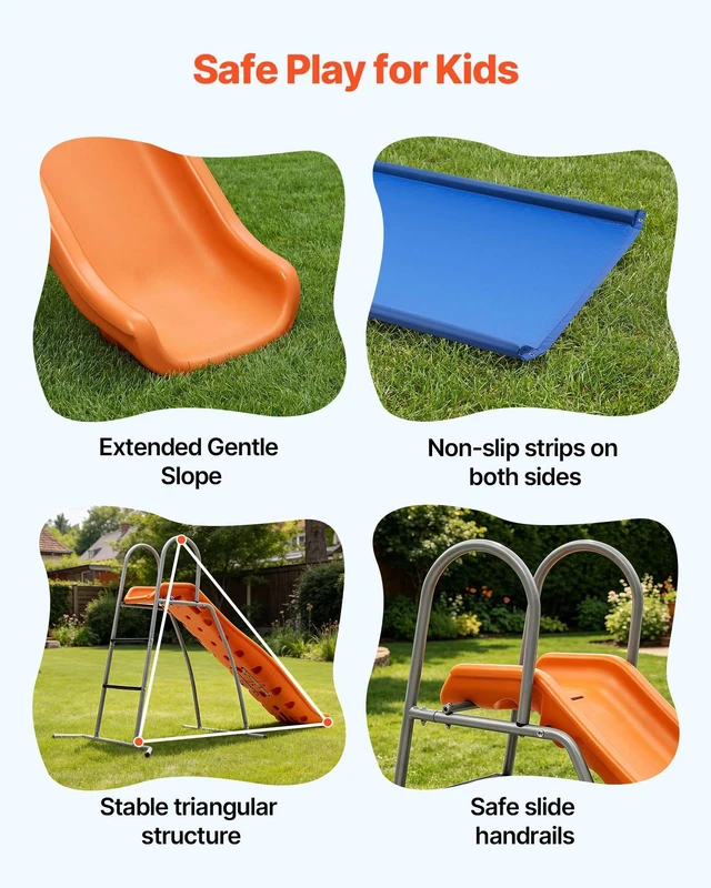 Alt view image 5 of 8 - VEVOR Water Slide, 5.5ft Outdoor Waterslide for Kids, Free Standing Pool Wave Slide with 6.5ft Ground Tarp, Built in Adjustable Sprinkler, Metal Plastic Playground Equipment, Platform for Backyard Fun