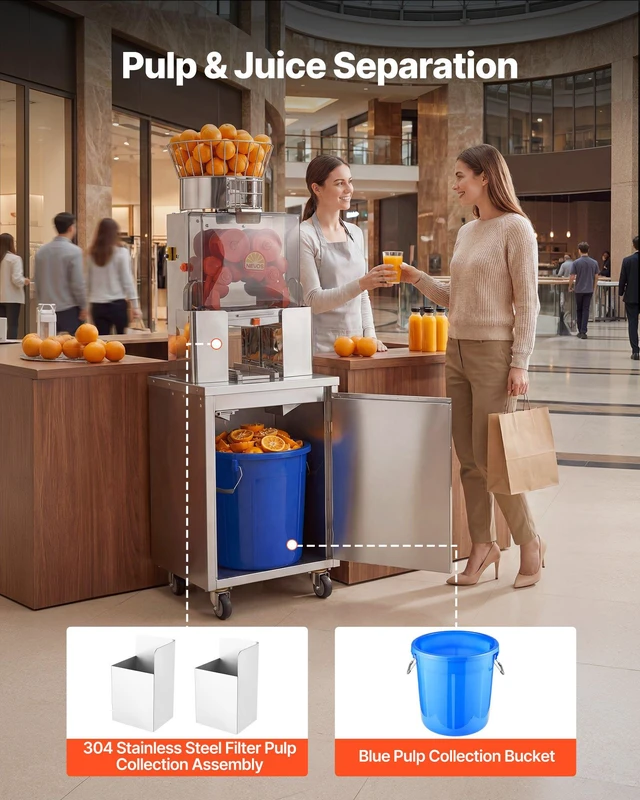 Alt view image 5 of 8 - VEVOR Movable Base Cabinet for Orange Juicer, Thickened Stainless Steel Cabinet, 4 Swivel Casters, Compatible with VEVOR NS2000E-4\NS2000E-4P Fully Automatic Feed Orange Juicer, Easy Installation