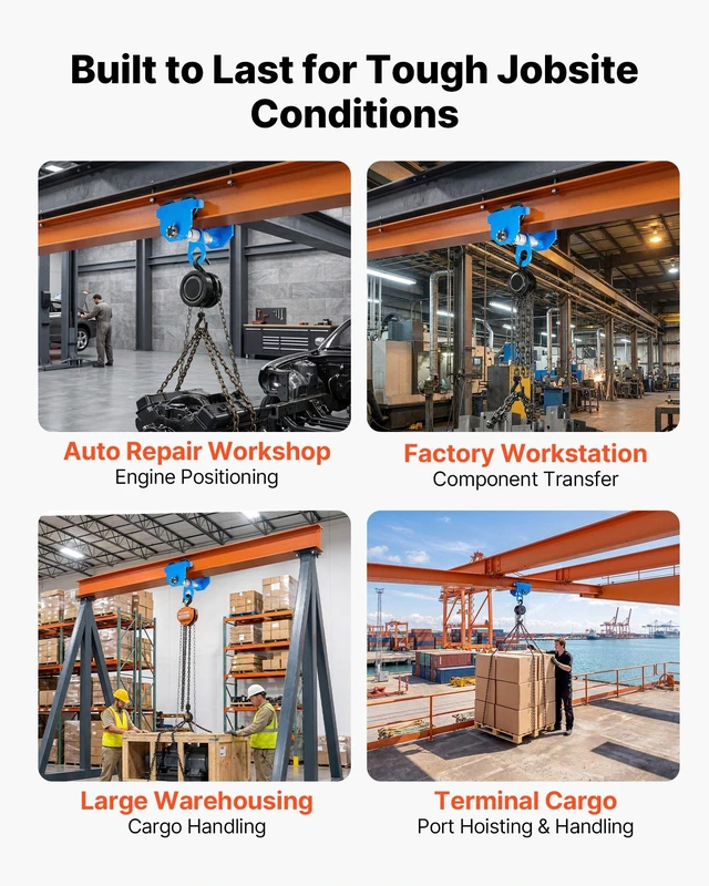 Alt view image 6 of 8 - VEVOR Manual Trolley, 4400 lbs/2 Ton Load Capacity, Push Beam Trolley with Dual Wheels, Adjustable for I-Beam Flange Width 2.4" to 7", Heavy Duty Carbon Steel Garage Hoist for Straight & Curved I Beam