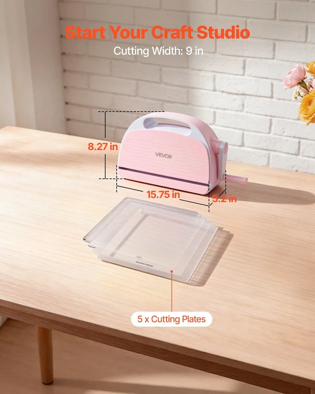 Alt view image 2 of 8 - VEVOR Manual Die Cutting and Embossing Machine, 9" Opening, Portable Die Cut Machine with Cutting Plates, Ergonomic Handle, Easy to Store, for Arts and Crafts, Scrapbooking, Card Making, Crafting