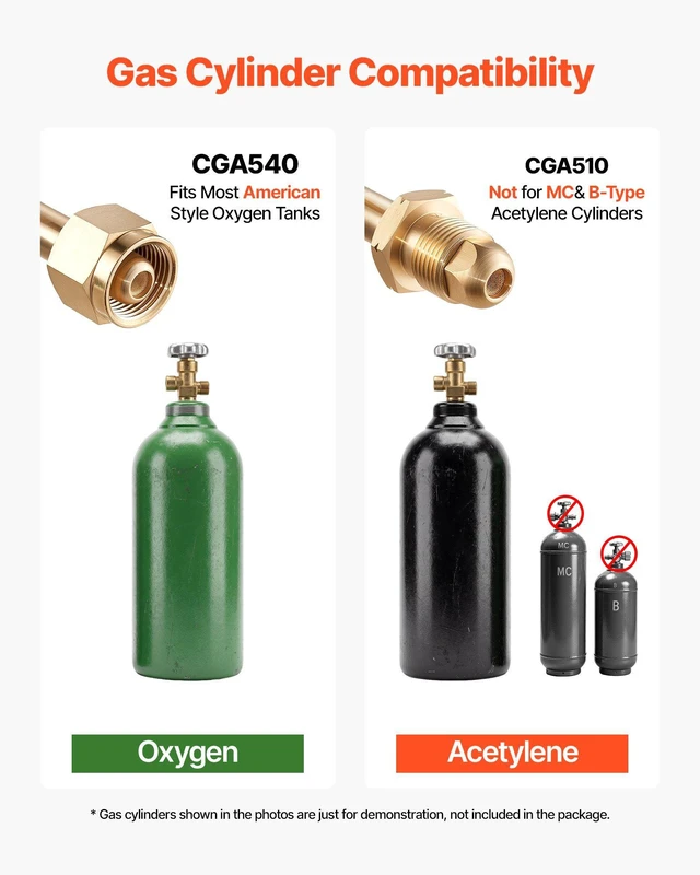 Alt view image 3 of 8 - VEVOR Oxygen Acetylene Torch Kit with Check Valves, Gas Welding Cutting Torch Kit, Heavy Duty Professional Oxy Acetylene Brazing Set with 15FT Twin-Hose, 2 Cutting Tips, Welding Tips & Gas Regulators