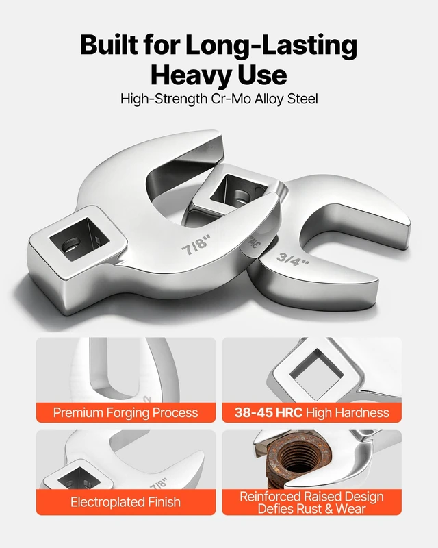 Alt view image 3 of 8 - VEVOR Crowfoot Wrench Set, 3/8" Drive, 22-Piece Metric and SAE Size Crows Foot Wrenches, Cr-Mo Alloy Steel, with Storage Tray, Dual Size Markings on Tools and Tray, for Auto Maintenance or Repairs