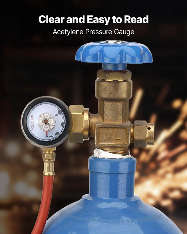Alt view image 4 of 8 - VEVOR CGA520 Acetylene Regulator for B-Type Tanks, AR-B Air Acetylene Regulator Gauge with 3/8"-24 LH Outlet Connection, Heavy-Duty Brass Body for Welding Brazing Applications