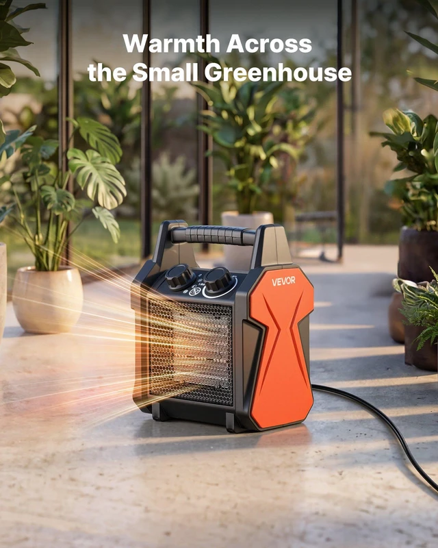 Alt view image 4 of 8 - VEVOR Greenhouse Heater, 1500W Electric PTC Space Heater with Fan, Low & High Heat Modes, Overheat Protection, Tip-Over Shut-Off, Portable for Grow Tent, Small Greenhouse, Flower Room, Home Office