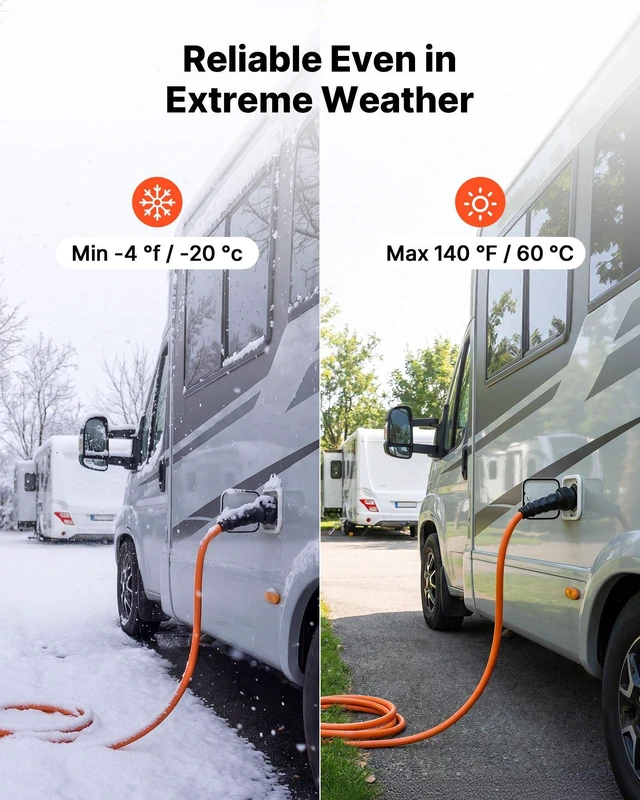 Alt view image 6 of 8 - VEVOR 50 Amp Generator Cord, 50 Feet, 125/250V RV Power Cord NEMA 14-50P to SS2-50R with Twist Lock, Grip Handle, Heavy Duty 6AWG/3 + 8AWG/1 Generator Cable, for RV Camper Generator to House, Orange
