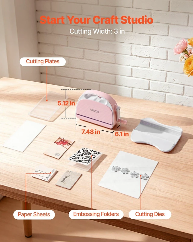 Alt view image 2 of 8 - VEVOR Manual Die Cutting and Embossing Machine, 3" Opening, Portable Die Cut Machine Set with Cutting Dies, Embossing Folders, Paper Sheets, Cutting Plates, for Scrapbooking, Card Making, Crafting