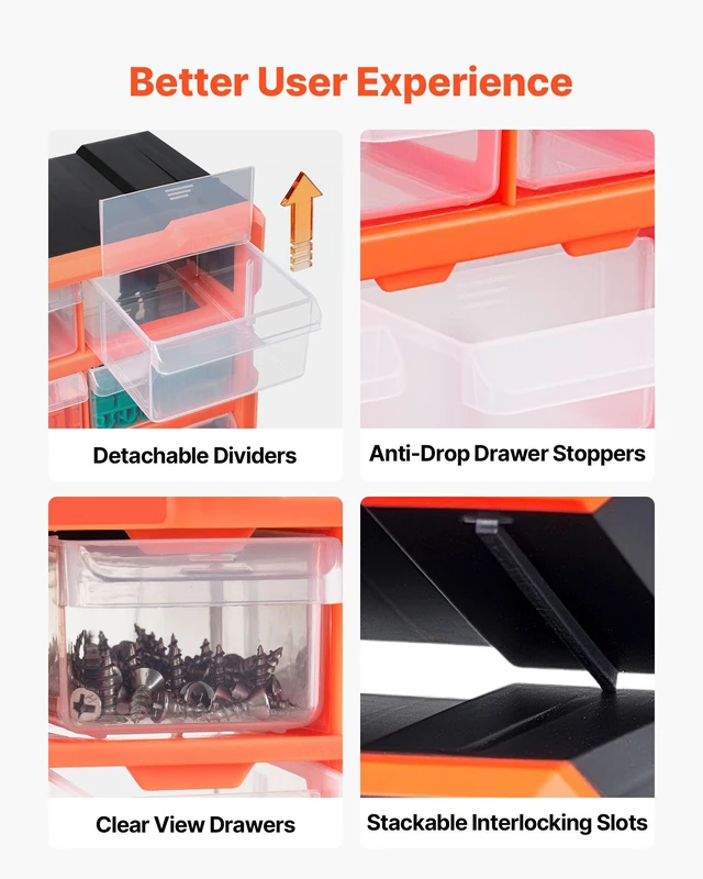 Alt view image 5 of 8 - VEVOR 22-Drawer Storage Organizer, Plastic, Drawer Storage Cabinet for Garage Organization, Stackable Small Parts Organizer, Wall-Mounted Toolbox, for Hardware, Beads, Screws, Crafts, Building Bricks