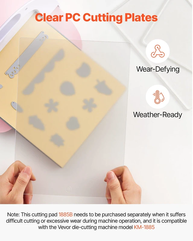 Alt view image 2 of 8 - VEVOR Cutting Plates, 6 Pcs, 12.13 x 8.5 x 0.12 in, Clear Polycarbonate Material, Die Cut Pads Compatible with VEVOR Die Cutting and Embossing Machine KM-1885, for Scrapbooking and Card Making
