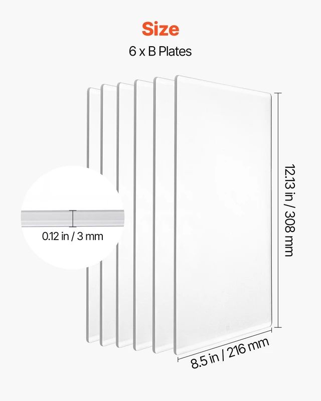 Alt view image 3 of 8 - VEVOR Cutting Plates, 6 Pcs, 12.13 x 8.5 x 0.12 in, Clear Polycarbonate Material, Die Cut Pads Compatible with VEVOR Die Cutting and Embossing Machine KM-1885, for Scrapbooking and Card Making