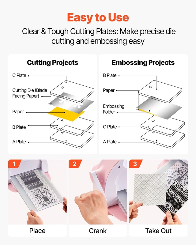 Alt view image 5 of 8 - VEVOR Cutting Plates, 6 Pcs, 12.13 x 8.5 x 0.12 in, Clear Polycarbonate Material, Die Cut Pads Compatible with VEVOR Die Cutting and Embossing Machine KM-1885, for Scrapbooking and Card Making