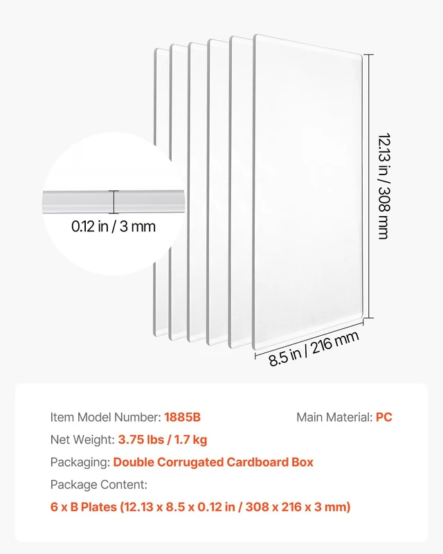 Alt view image 7 of 8 - VEVOR Cutting Plates, 6 Pcs, 12.13 x 8.5 x 0.12 in, Clear Polycarbonate Material, Die Cut Pads Compatible with VEVOR Die Cutting and Embossing Machine KM-1885, for Scrapbooking and Card Making