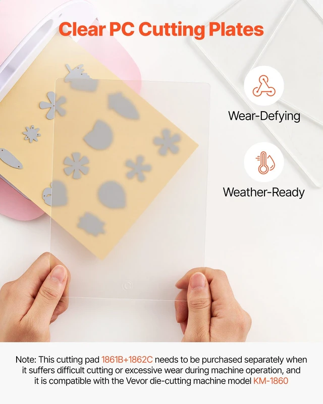 Alt view image 2 of 8 - VEVOR Cutting Plates, 6 Pcs, 8.86 x 6.14 in, Clear Polycarbonate Material, Die Cut Pads Compatible with VEVOR Die Cutting and Embossing Machine KM-1860, for Scrapbooking, Card Making, Crafting