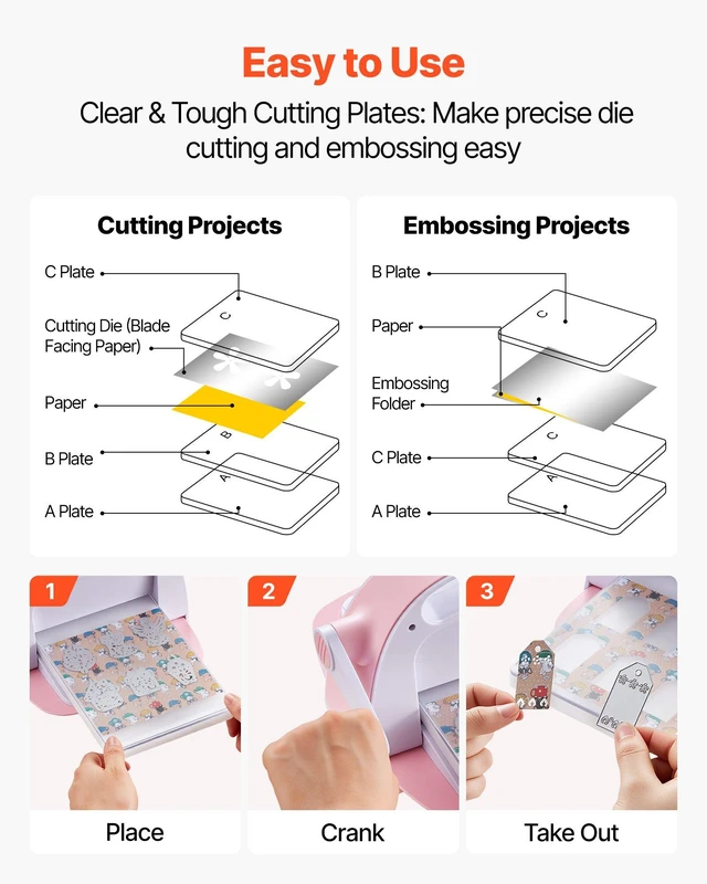 Alt view image 5 of 8 - VEVOR Cutting Plates, 6 Pcs, 8.86 x 6.14 in, Clear Polycarbonate Material, Die Cut Pads Compatible with VEVOR Die Cutting and Embossing Machine KM-1860, for Scrapbooking, Card Making, Crafting