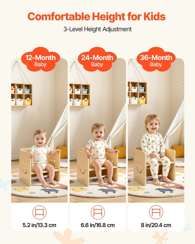 Alt view image 3 of 8 - VEVOR Montessori Weaning Table and Chair Set, Wooden, Kids Table and Chair Set for Toddlers 1-5, Step Stool with Whiteboard and 3 Heights Adjustable, Easy to Clean, for Eating Drawing Reading Playing