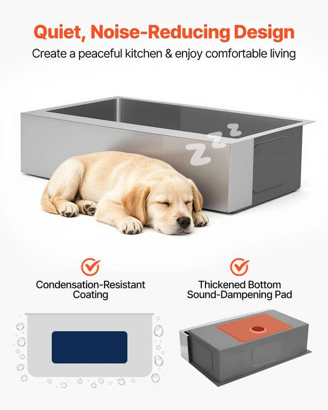 Alt view image 6 of 8 - VEVOR 33-inch Kitchen Undermount Single Bowl Sinks, Stainless Steel Drop-In Farmhouse Basin with Accessories, Household Dishwasher Sinks for RV, Prep Kitchen, Laundry Room, Bar