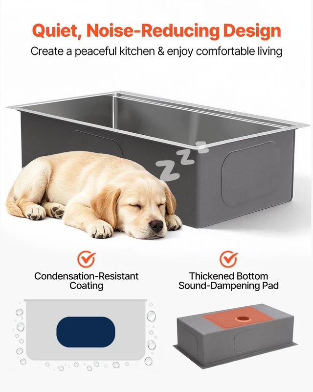 Alt view image 6 of 8 - VEVOR 33-inch Kitchen Undermount Single Bowl Sinks, Stainless Steel Drop-In Farmhouse Basin with Ledge & Accessories, Household Dishwasher Sinks for RV, Prep Kitchen, Laundry Room, Bar