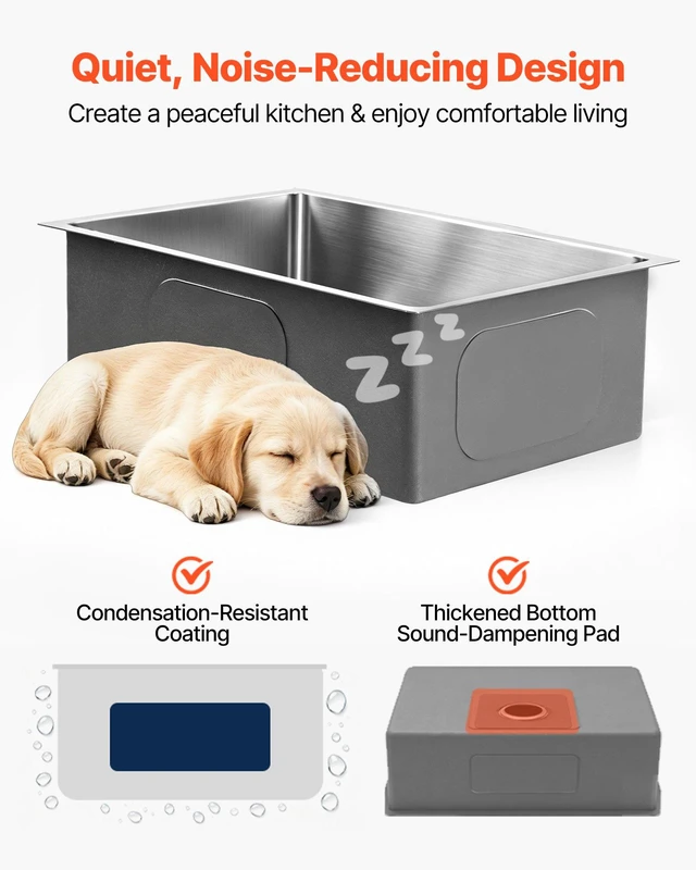 Alt view image 6 of 8 - VEVOR 27-inch Kitchen Undermount Single Bowl Sinks, Stainless Steel Drop-In Farmhouse Basin with Accessories, Household Dishwasher Sinks for RV, Prep Kitchen, Laundry Room, Bar